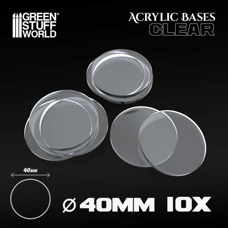 GREEN STUFF WORLD Acrylic Bases - Round 40 mm CLEAR