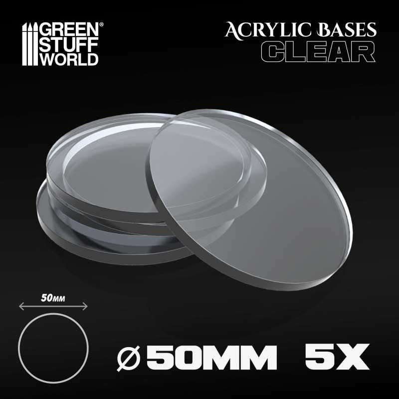 GREEN STUFF WORLD Acrylic Bases - Round 50 mm CLEAR