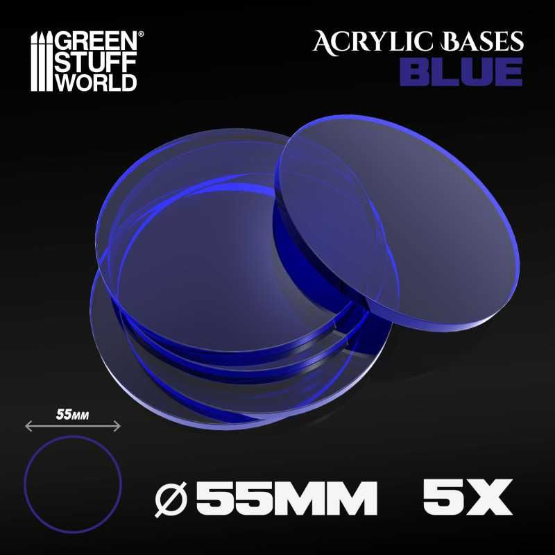 GREEN STUFF WORLD Acrylic Bases - Round 55 mm CLEAR BLUE