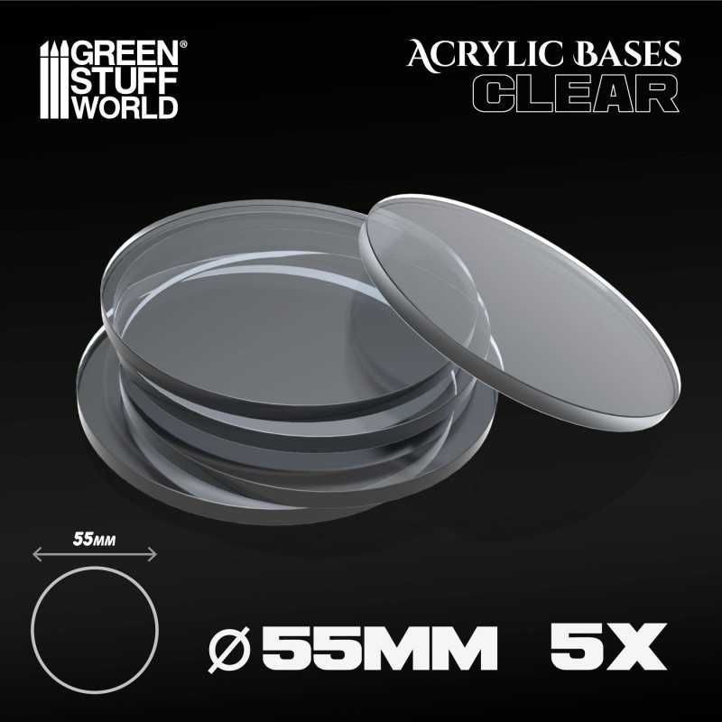 GREEN STUFF WORLD Acrylic Bases - Round 55 mm CLEAR