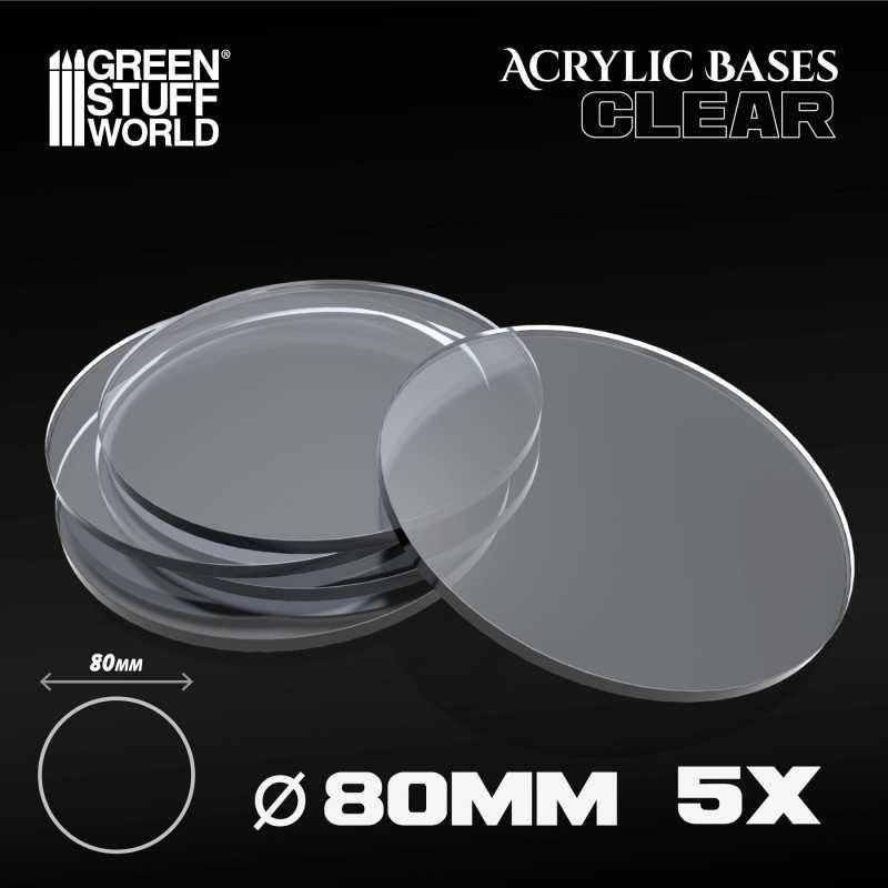 GREEN STUFF WORLD Acrylic Bases - Round 80 mm CLEAR