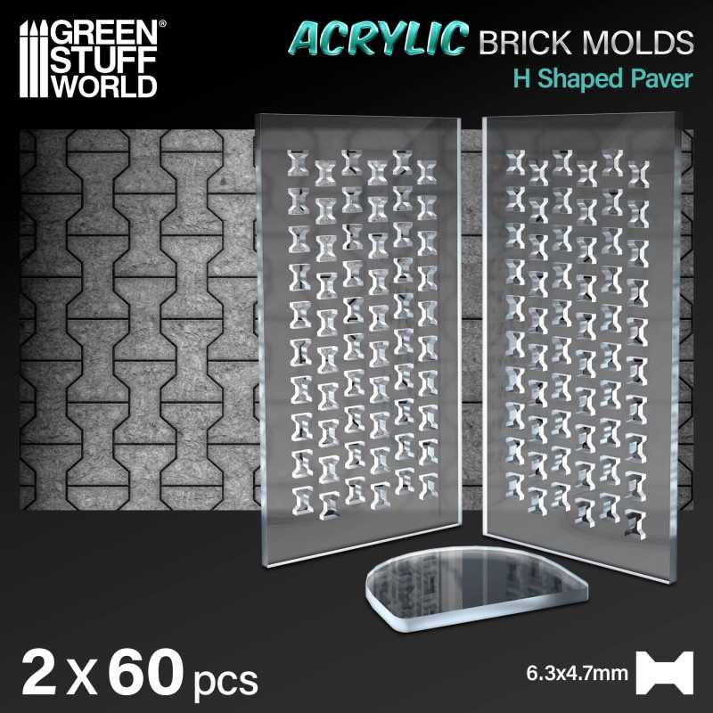 GREEN STUFF WORLD Acrylic molds - H Shaped Paver