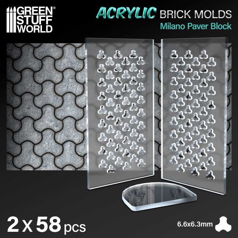 GREEN STUFF WORLD Acrylic molds - Milano Paver Block