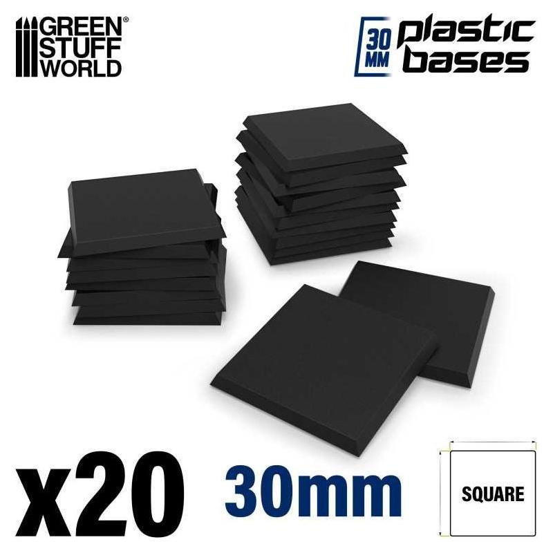 GREEN STUFF WORLD Black Plastic Bases - Square 30 mm