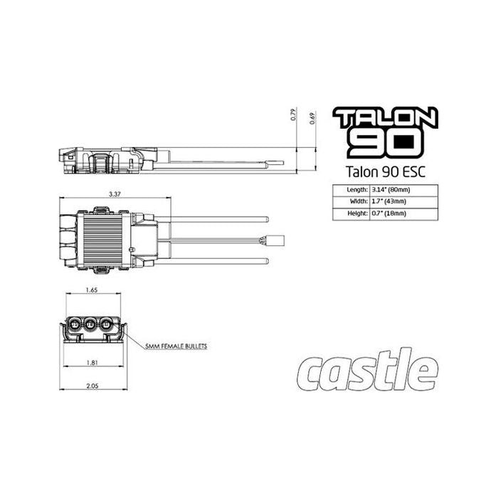 CASTLE CREATIONS Talon 90A Brushless ESC, 25V w/ 20A BEC, CC-TALON-90