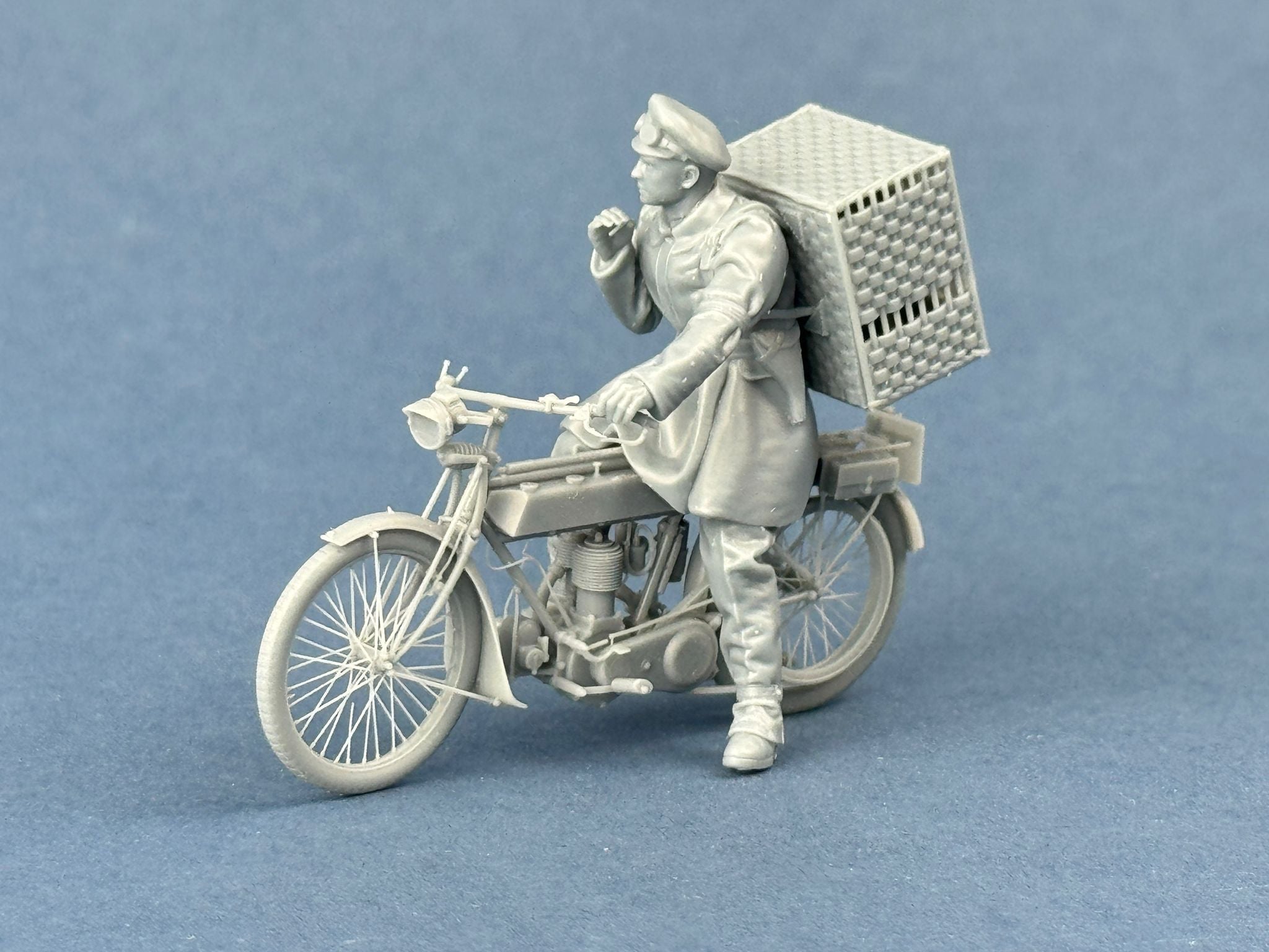 COPPER STATE MODELS British Dispatch Rider with a basket of pigeons