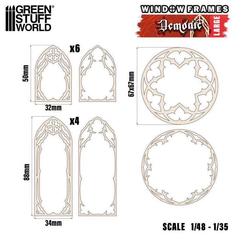 GREEN STUFF WORLD Demonic Miniature Windows - Large