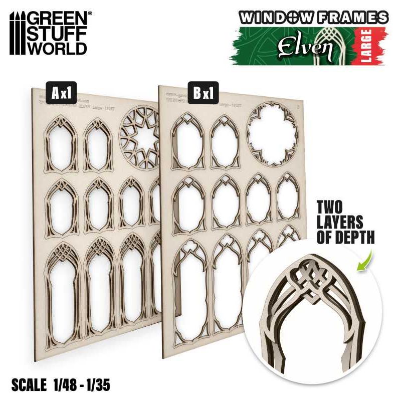 GREEN STUFF WORLD Elven Miniature Windows - Large