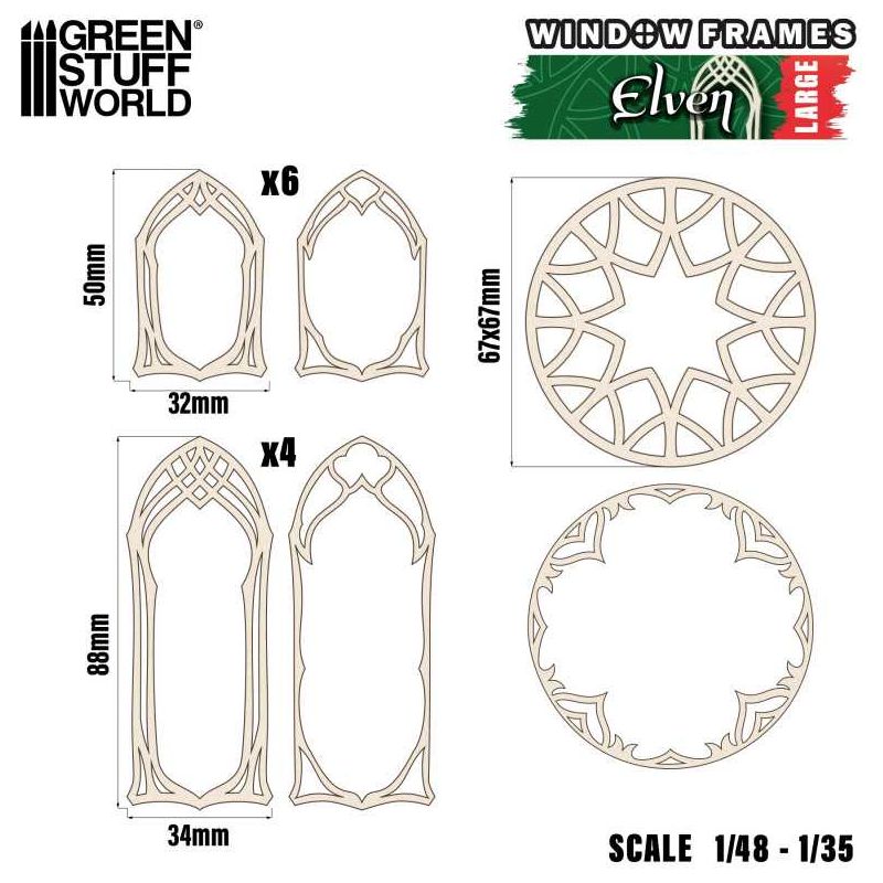 GREEN STUFF WORLD Elven Miniature Windows - Large