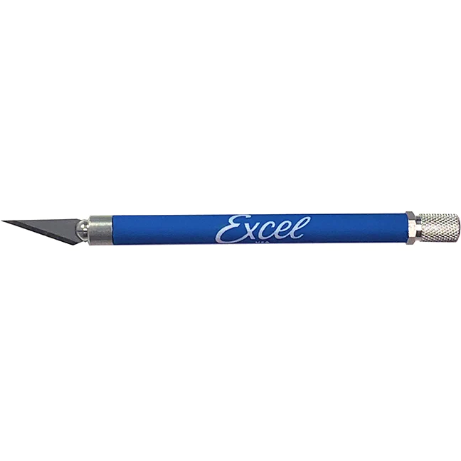 EXCEL K18 Cushion Grip Knife Non Roll with Safety Cap (Blue)