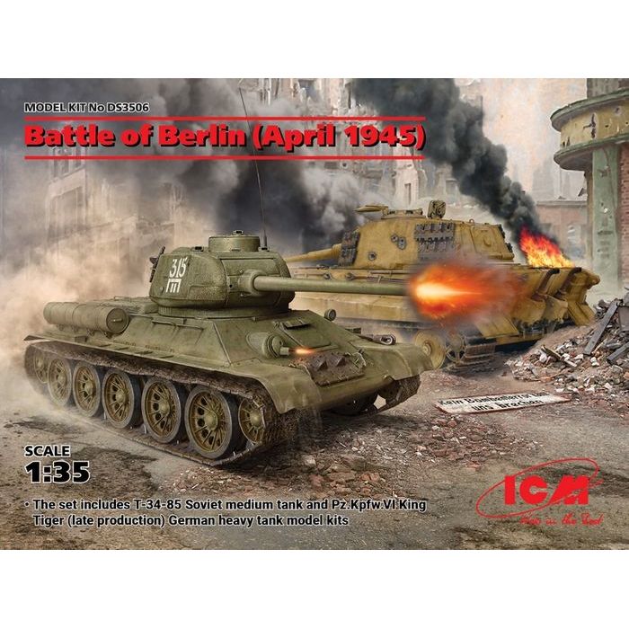 ICM 1/35 Battle of Berlin (April 1945) T34-85 & Pz.Kpfw.VI King Tiger