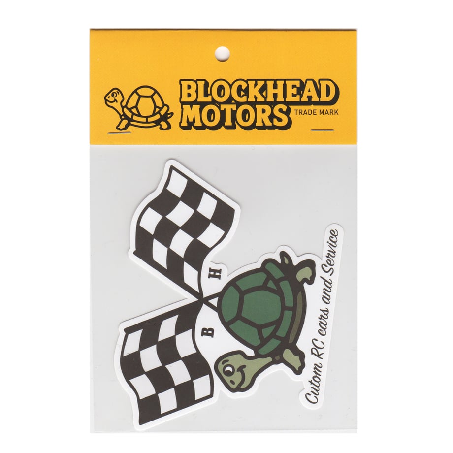 BLOCKHEAD MOTORS Checker Flag Turtle Sticker