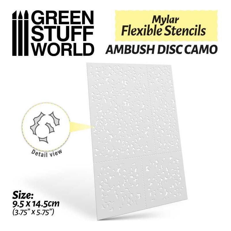 GREEN STUFF WORLD Flexible Stencils - AMBUSH DISC CAMO (Various Sizes)