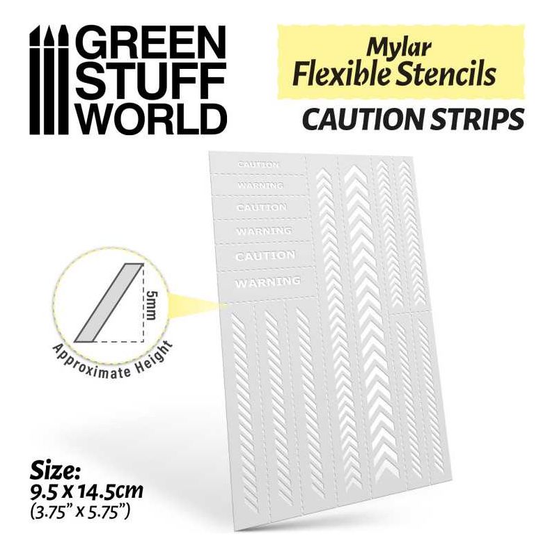 GREEN STUFF WORLD Flexible Stencils - Caution Strips (5mm aprox.)