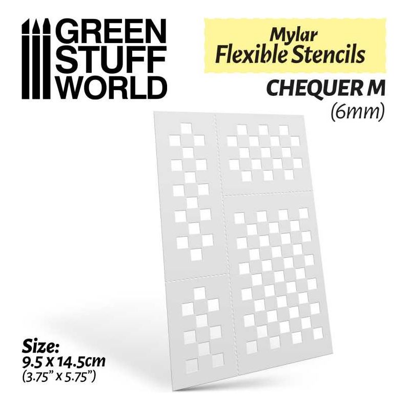 GREEN STUFF WORLD Flexible Stencils - CHEQUER M (6mm)