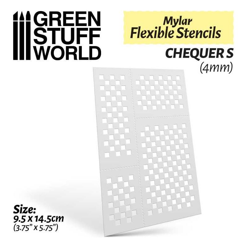 GREEN STUFF WORLD Flexible Stencils - CHEQUER S (4mm)