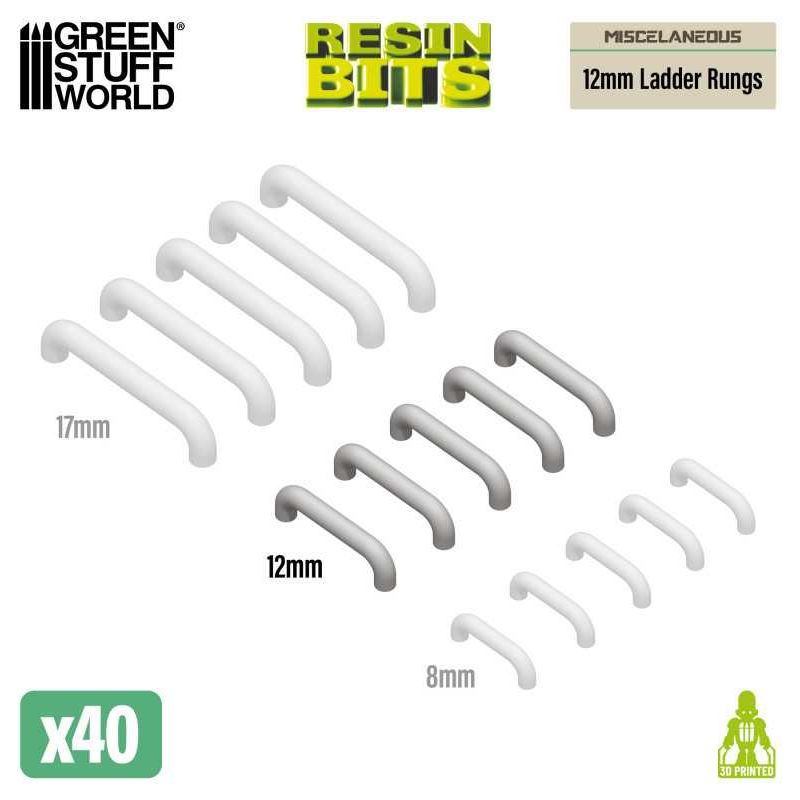 GREEN STUFF WORLD Mecha Detail Parts - 12 mm Ladder Rungs