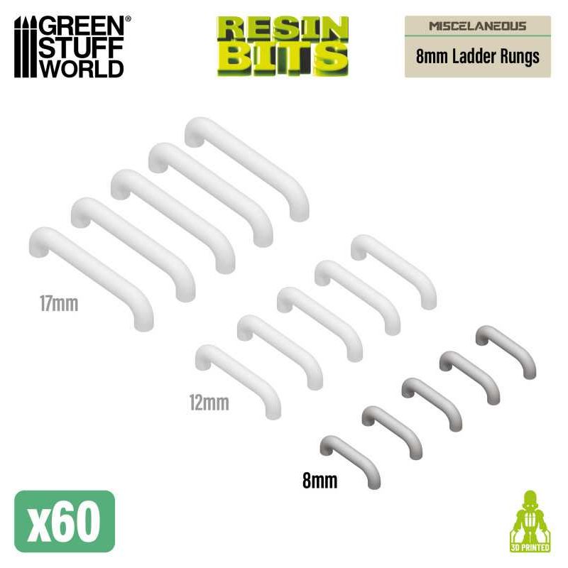 GREEN STUFF WORLD Mecha Detail Parts - 8mm Ladder Rungs