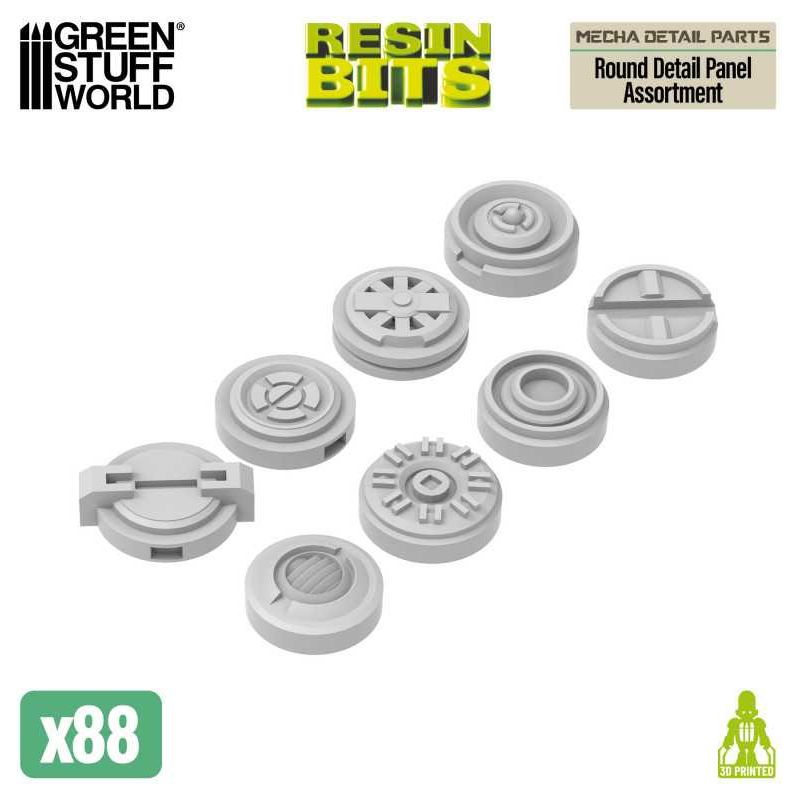 GREEN STUFF WORLD Mecha Detail Parts - Round Detail Panel Assortment