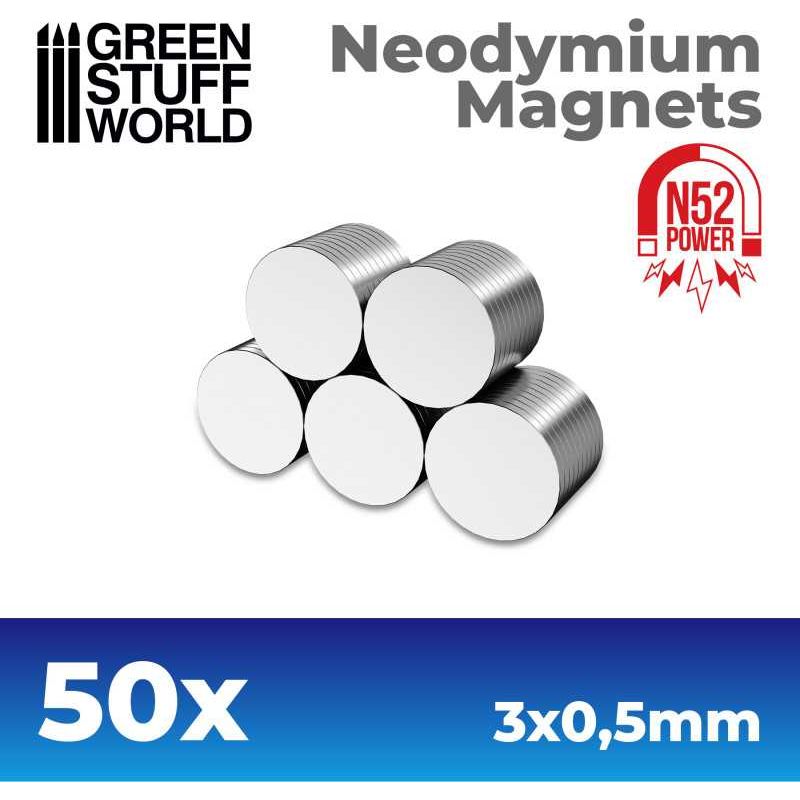 GREEN STUFF WORLD Neodymium Magnets 3x0'5mm - 50 units (N52)