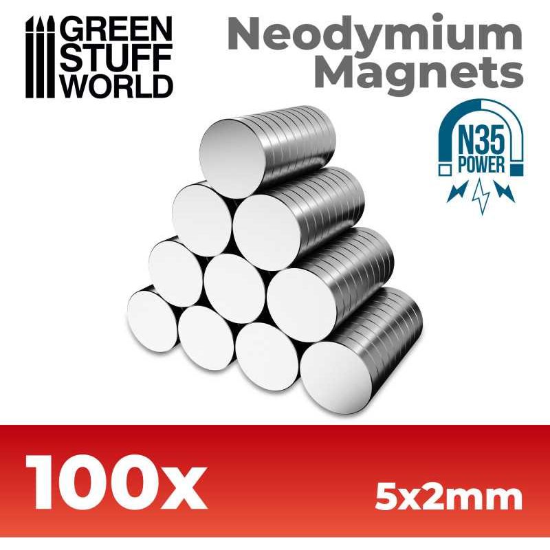 GREEN STUFF WORLD Neodymium Magnets 5x2mm - 100 units (N35)