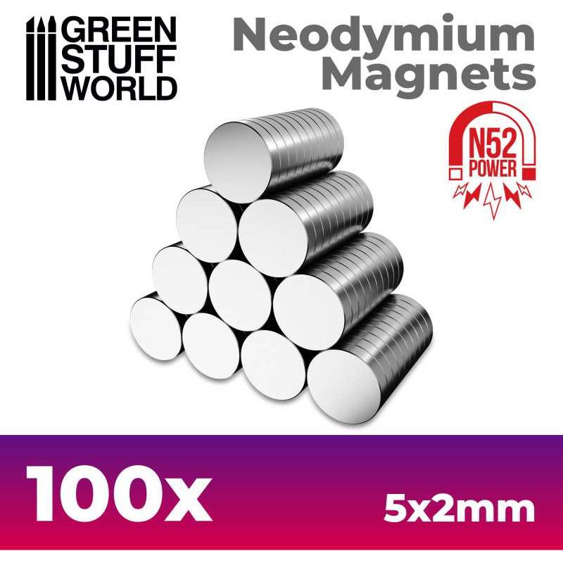 GREEN STUFF WORLD Neodymium Magnets 5x2mm - 100 units (N52)