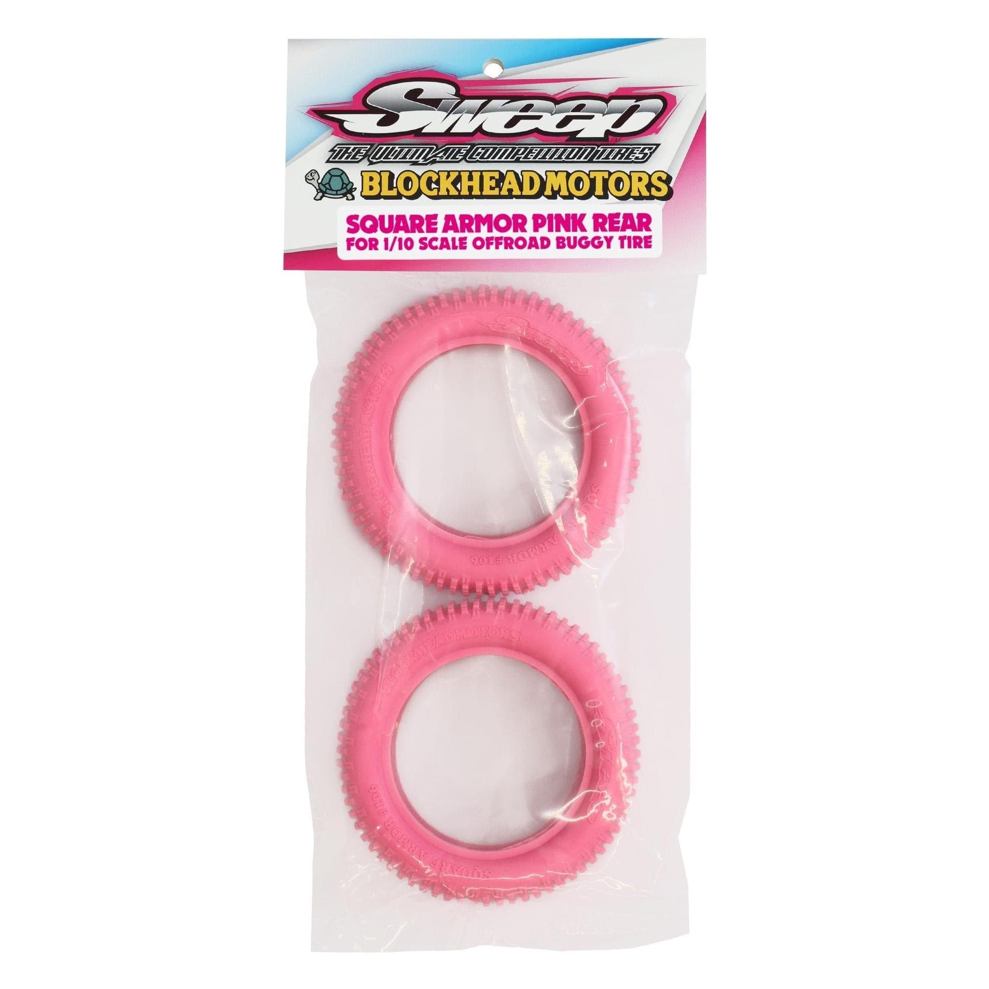 BLOCKHEAD MOTORS x SWEEP Pink Square Armour 1/10 2.2" Buggy Rear Tyre Only 2pc