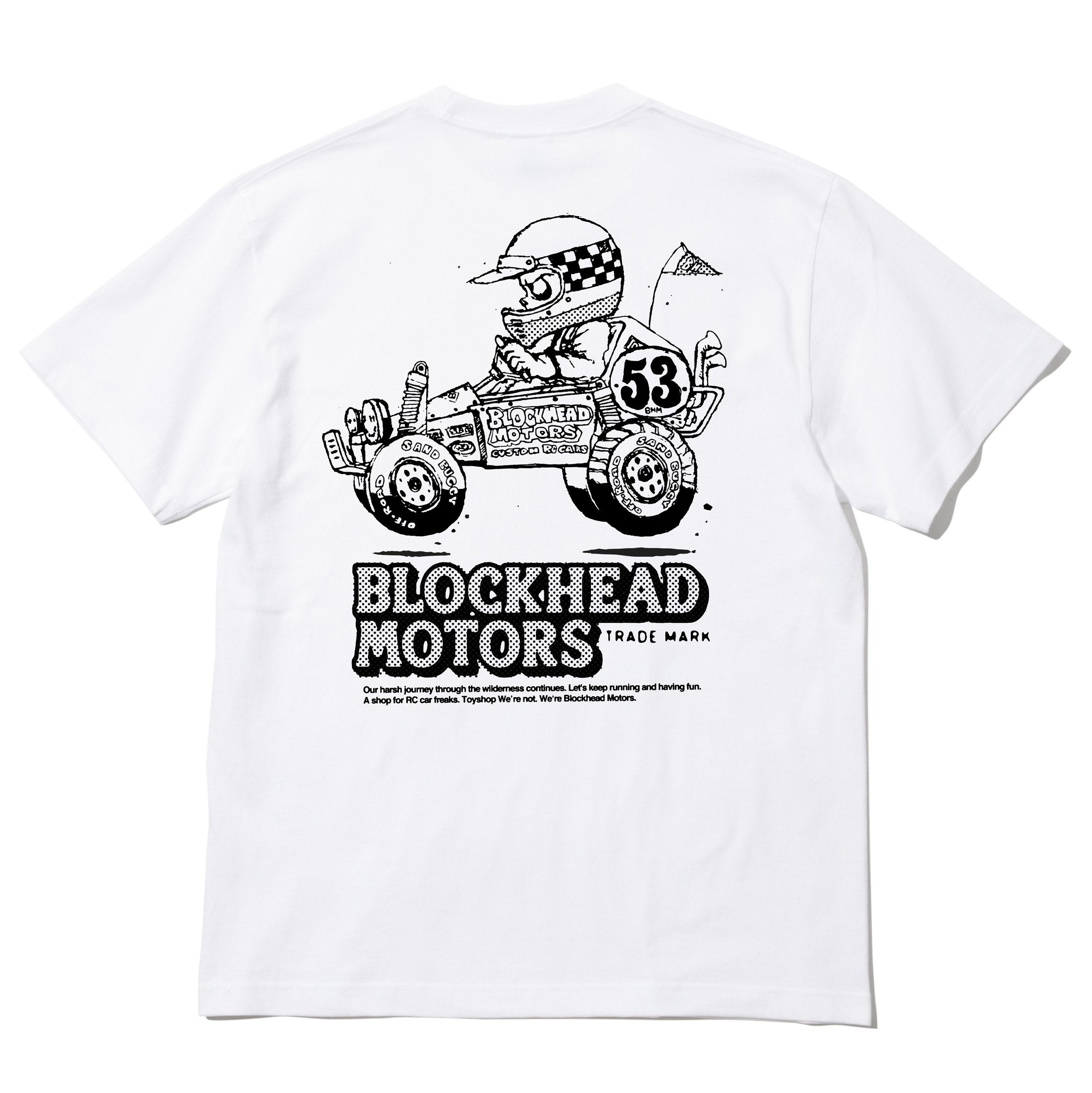 BLOCKHEAD MOTORS Comical Buggy T-Shirt (White) [XXL]