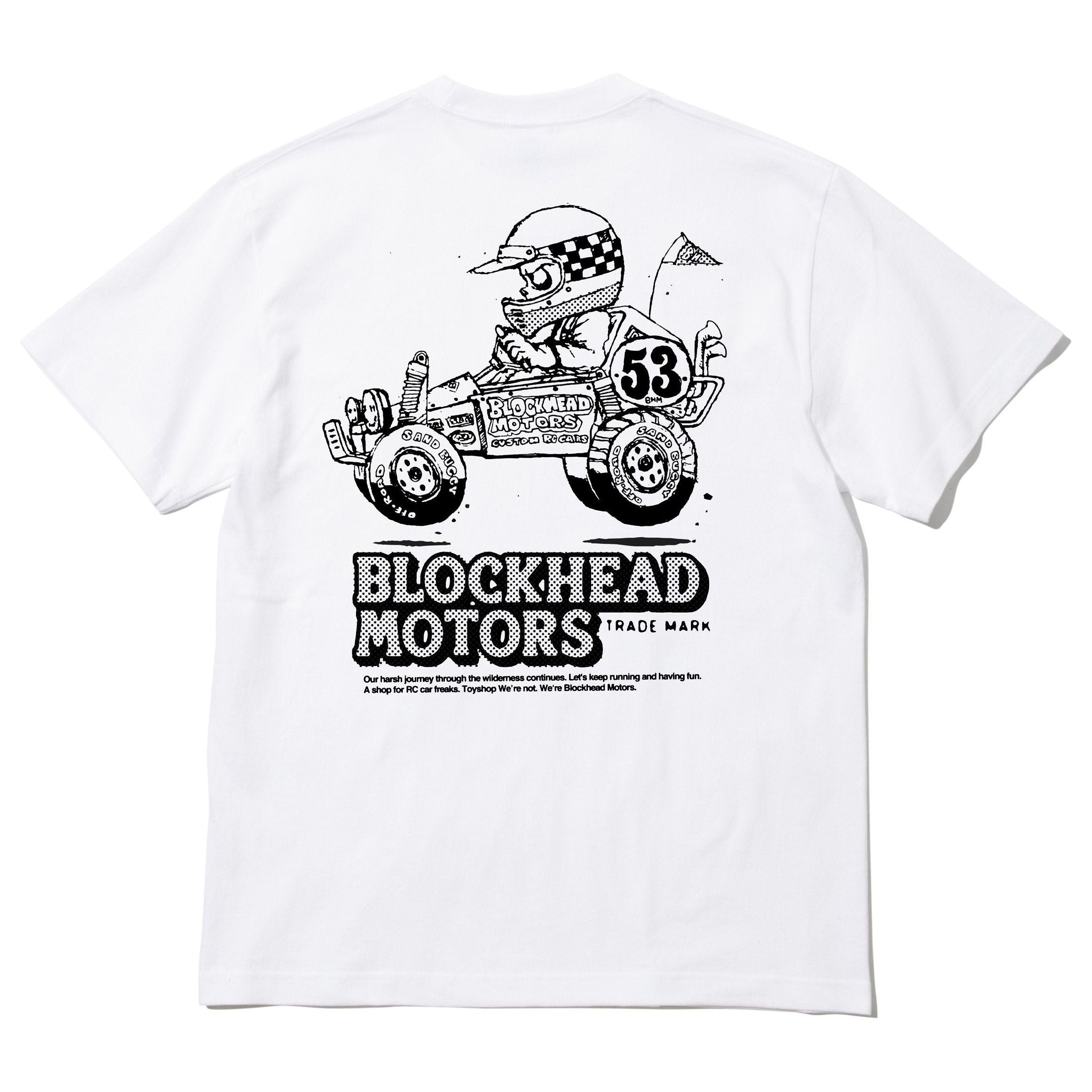 BLOCKHEAD MOTORS Comical Buggy T-Shirt (White) [XXL]