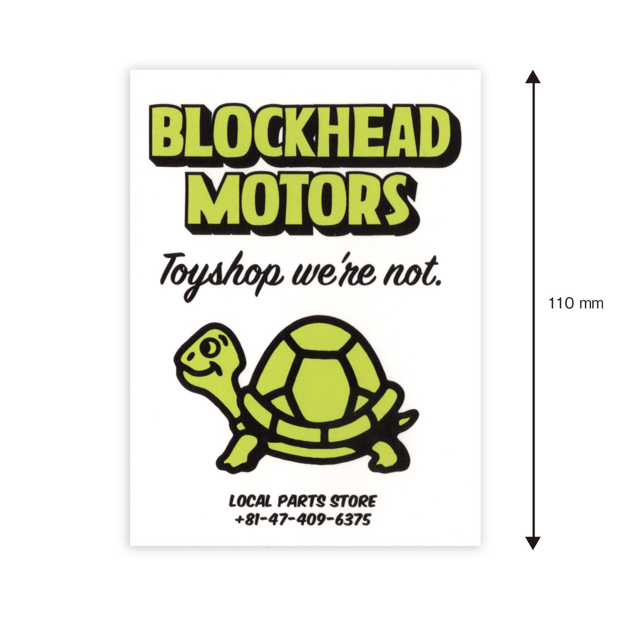 BLOCKHEAD MOTORS Shop Turtle Sticker Green