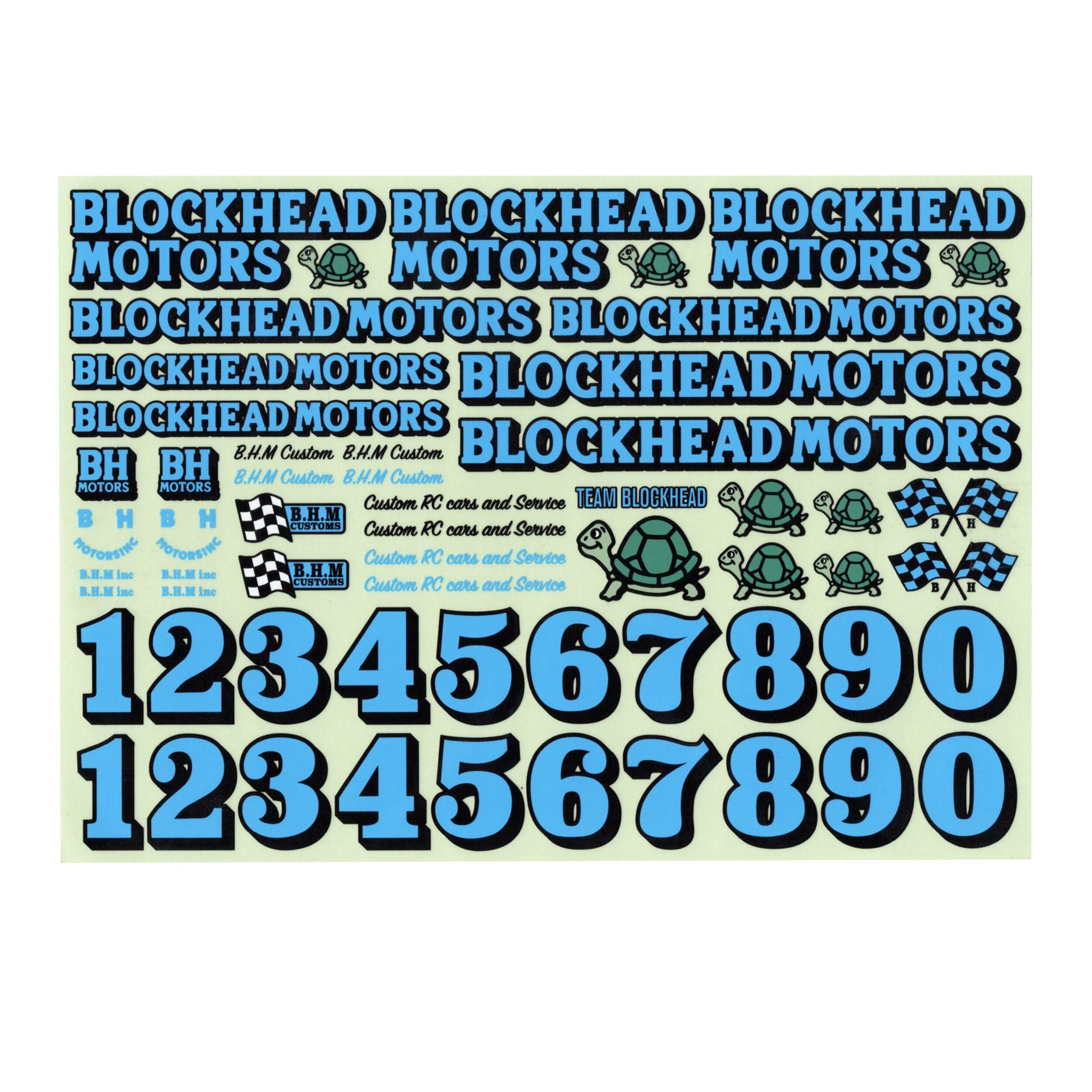 BLOCKHEAD MOTORS Original Decal Sheet [Blue]