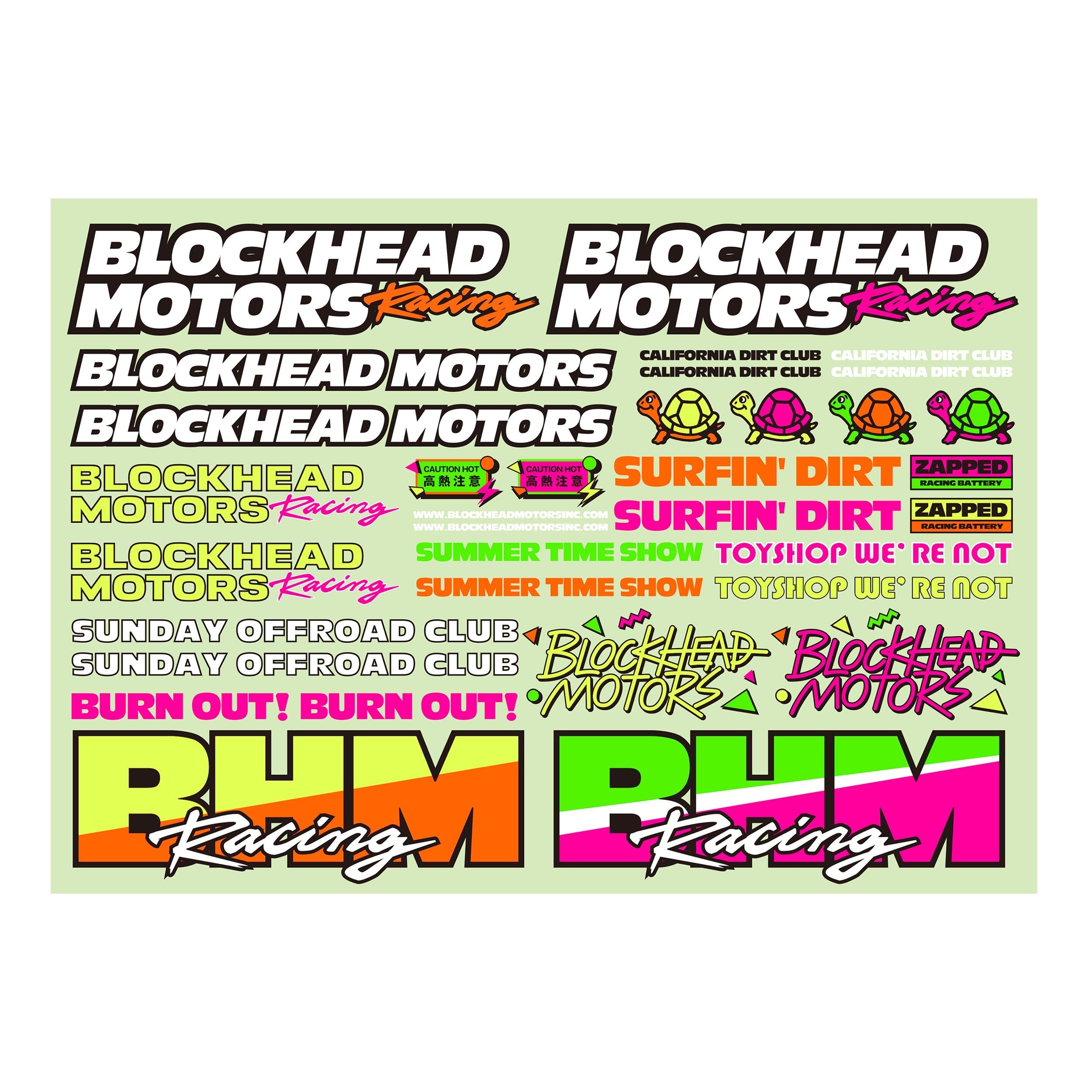 BLOCKHEAD MOTORS 90's Fluorescent Decal Sheet