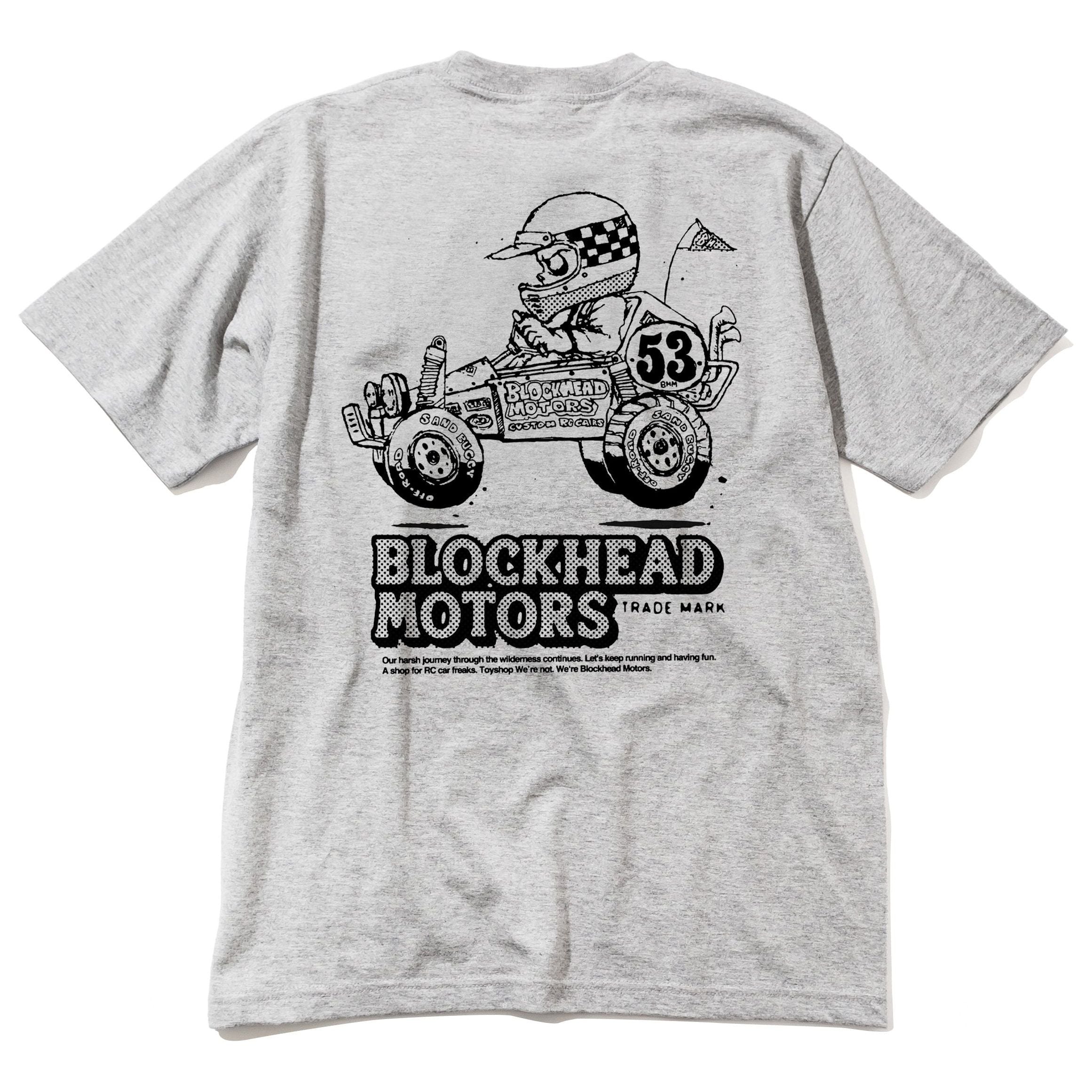 BLOCKHEAD MOTORS Comical Buggy T-shirt (Gray) [XXL]