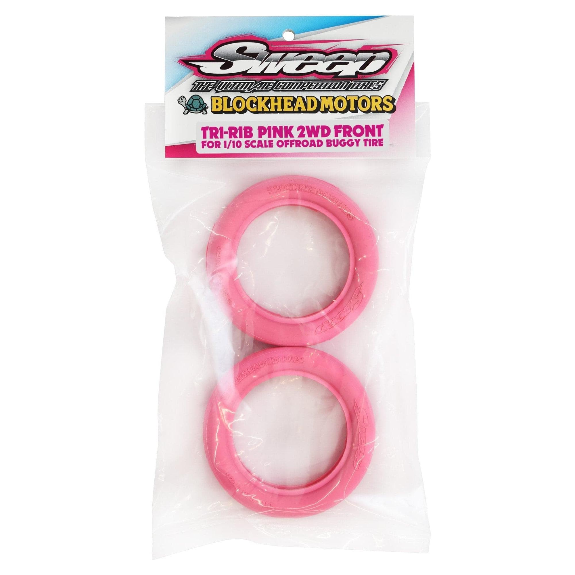 BLOCKHEAD MOTORS x SWEEP Pink 1/10 2.2" Tri-Rib 2WD Front Tyres 2pc