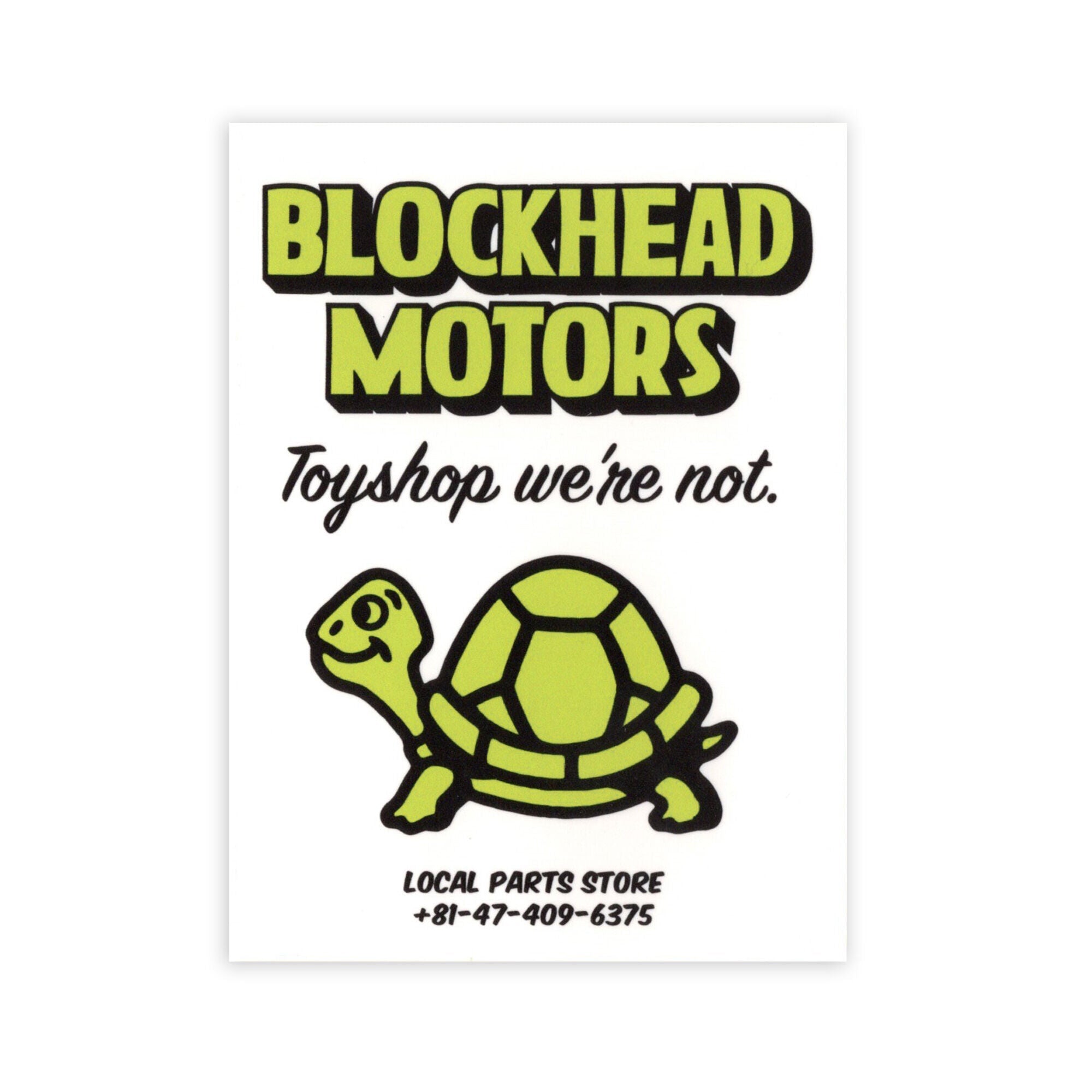 BLOCKHEAD MOTORS Shop Turtle Sticker Green