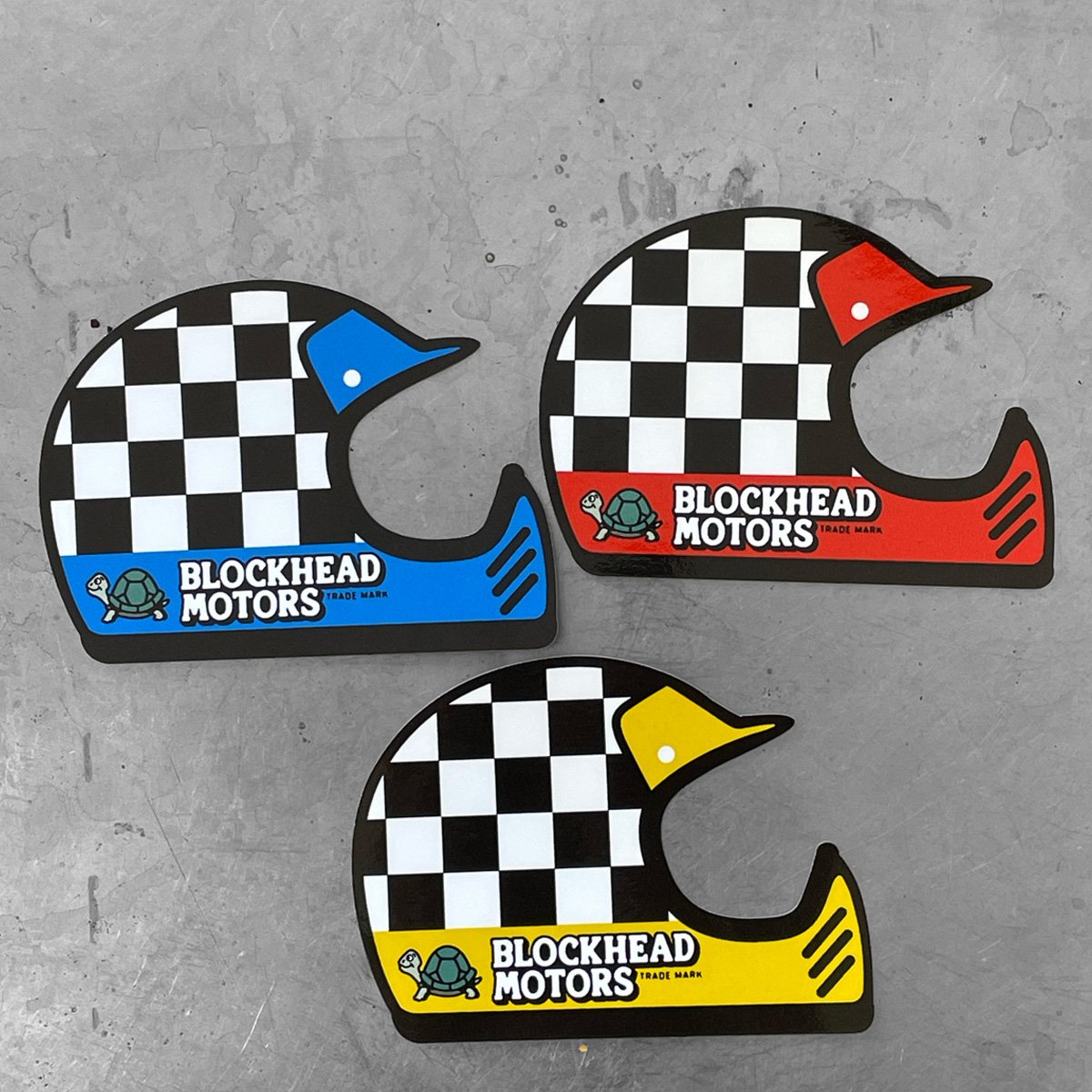 BLOCKHEAD MOTORS Check Helmet Sticker (Off-Road/Yellow)