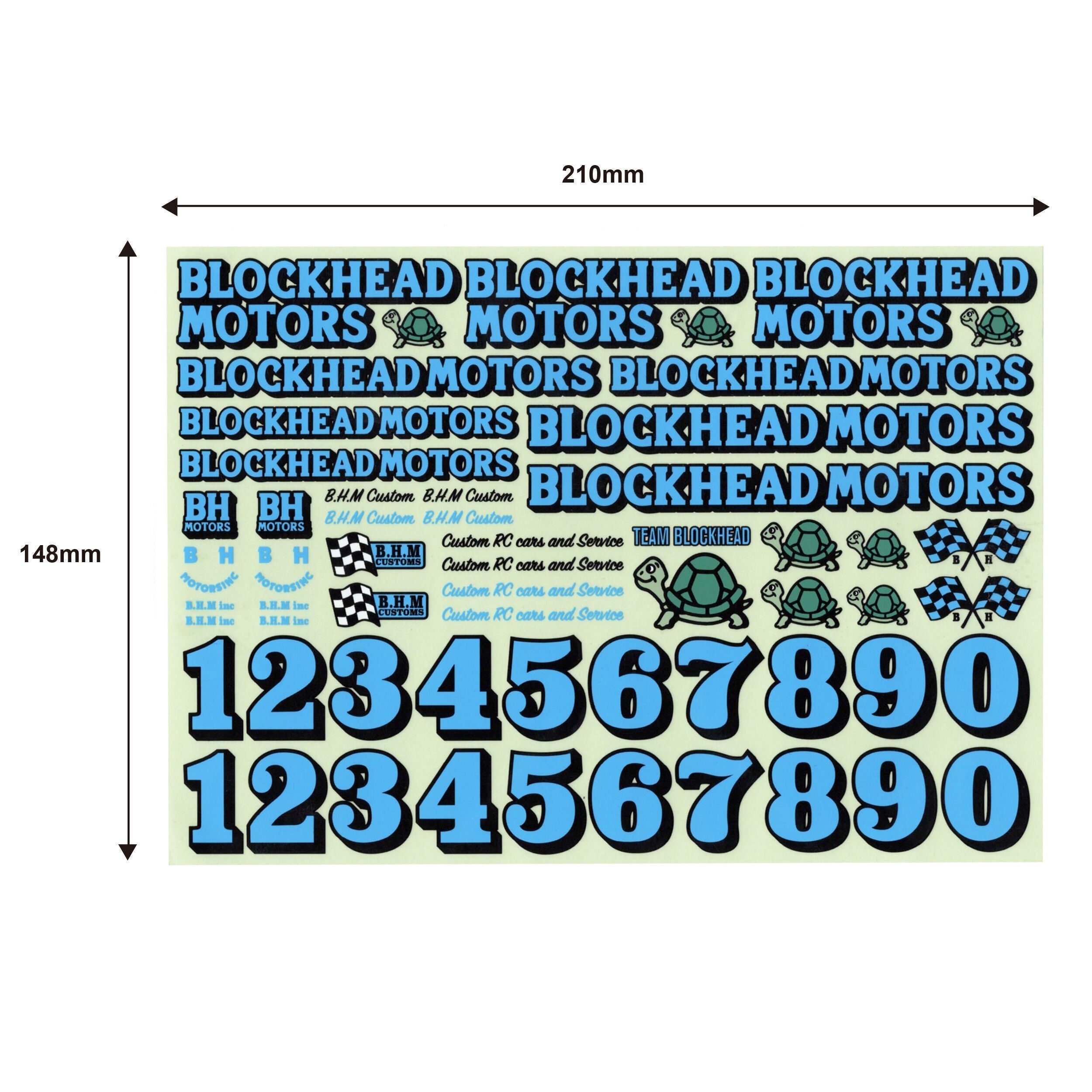 BLOCKHEAD MOTORS Original Decal Sheet [Blue]