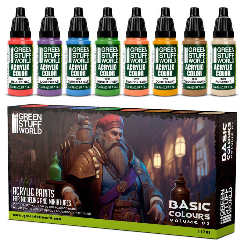 GREEN STUFF WORLD Paint Set - Basic Colors 02