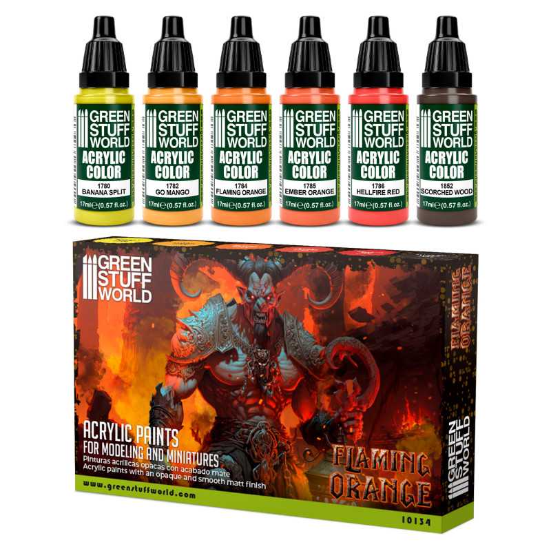 GREEN STUFF WORLD Paint Set - Flaming Orange