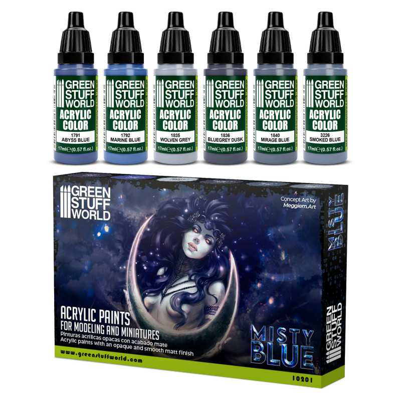 GREEN STUFF WORLD Paint Set - Misted Blue