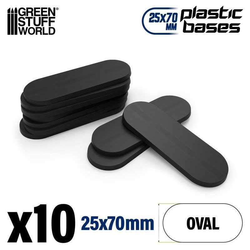 GREEN STUFF WORLD Plastic Bases - Oval Pill 25x70mm BLACK