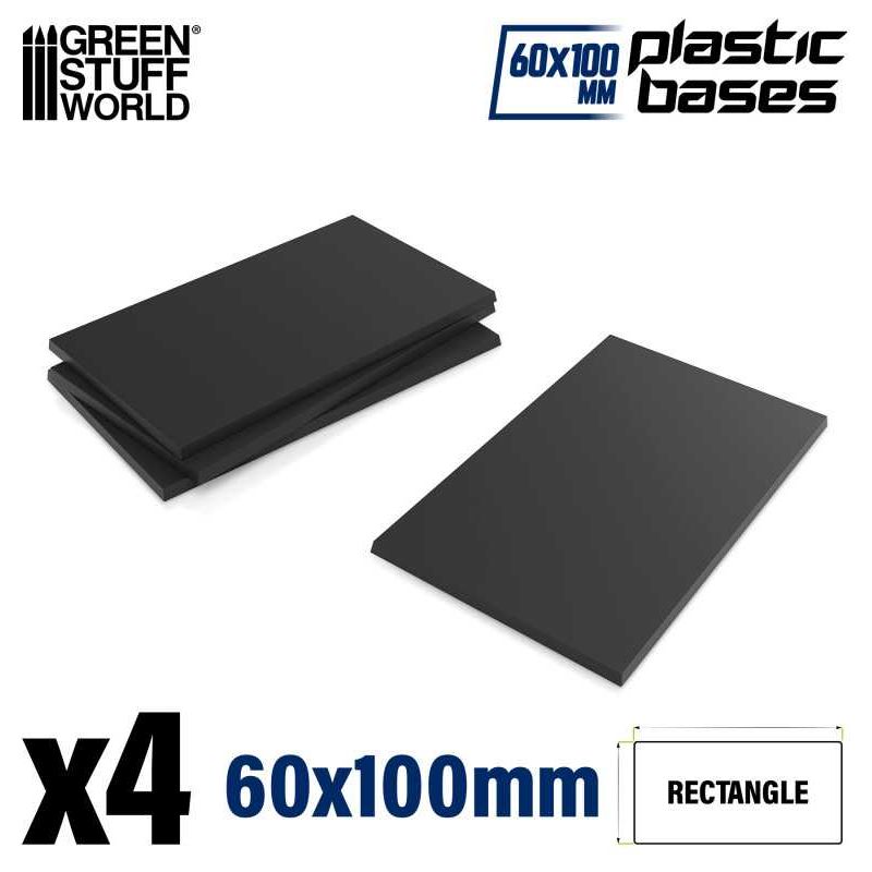 GREEN STUFF WORLD Plastic Bases - 4x Rectangle 60x100mm