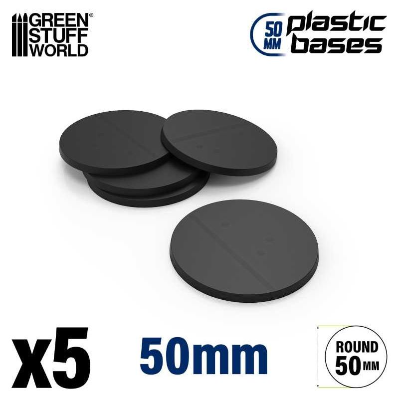 GREEN STUFF WORLD Plastic Bases - Round 50 mm BLACK