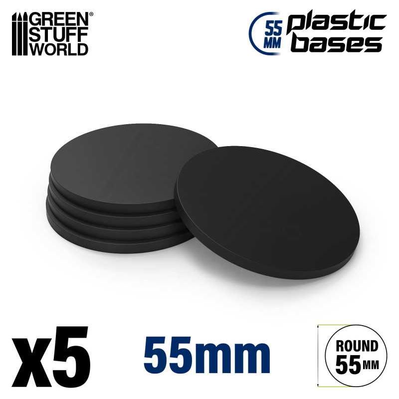 GREEN STUFF WORLD Plastic Bases - Round 55 mm BLACK