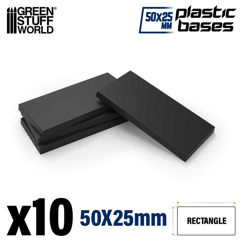 GREEN STUFF WORLD Plastic Rectangular Bases 25x50mm