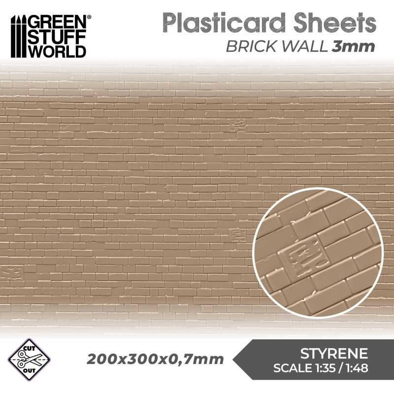 GREEN STUFF WORLD Plasticard - Brick Walls 3mm