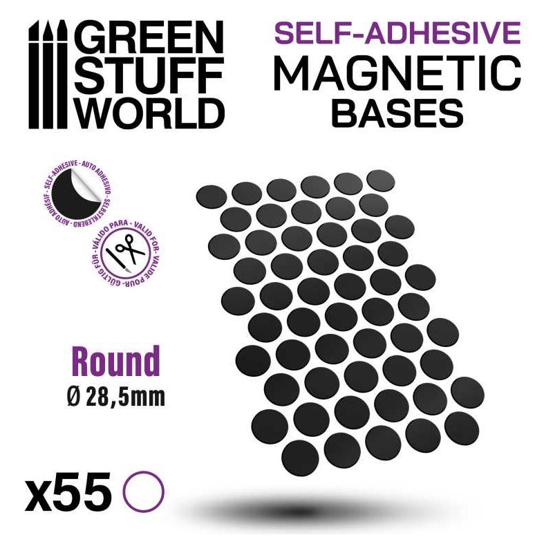 GREEN STUFF WORLD Round Magnetic Sheet SELF-ADHESIVE - 28,5mm