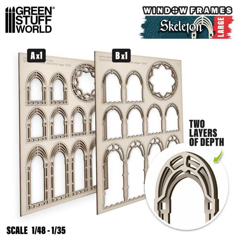 GREEN STUFF WORLD Skeleton Miniature Windows - Large