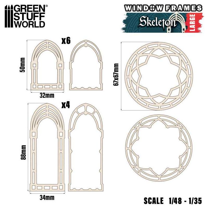 GREEN STUFF WORLD Skeleton Miniature Windows - Large