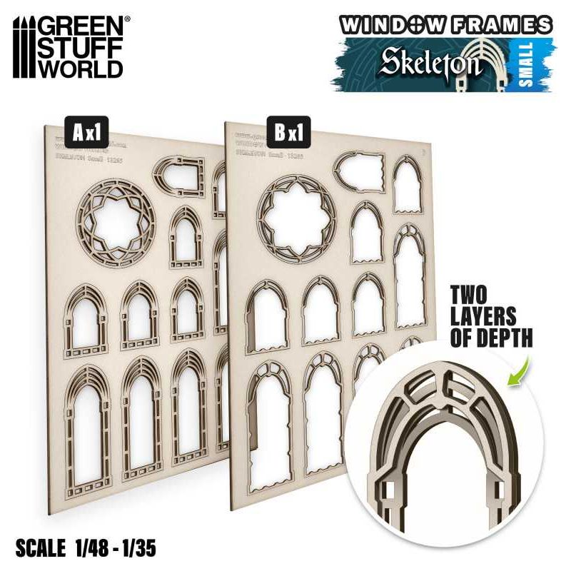 GREEN STUFF WORLD Skeleton Miniature Windows - Large